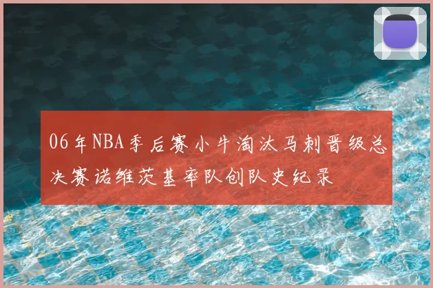 06年NBA季后赛小牛淘汰马刺晋级总决赛诺维茨基率队创队史纪录